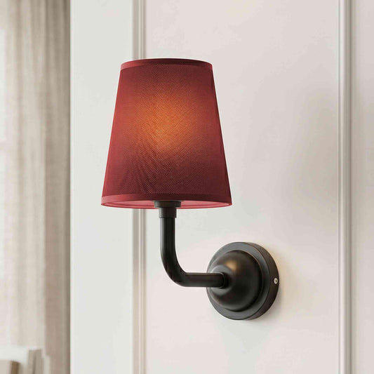 Wandleuchte Burgunderrot Stoff E27 | Nachttisch Wandlampe Vintage Rot ~4009