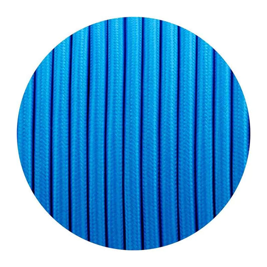 Cavo elettrico rotondo vintage a 3 conduttori con rivestimento in tessuto blu~2762