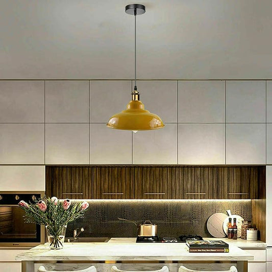 Moderne pendellampe i gul med E27 – 195 cm ledning – komplet sæt lavet af metal ~ 2823