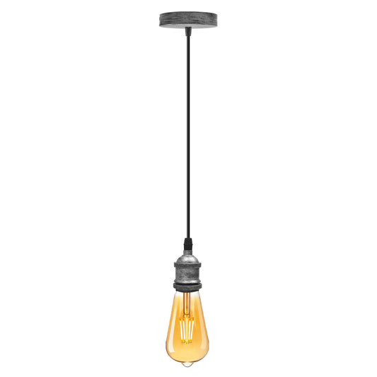 Vintage pendellampe E27 fatning - børstet sølv ~ 2895