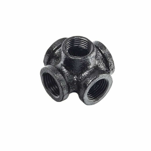 5-Wege Gusseisen Rohrverbinder | Steampunk Möbel Rohrfitting ~3215