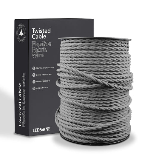 Textilkabel grau gedreht
