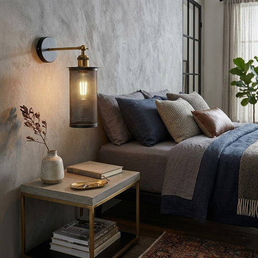 Industriel væglampe med metalburdesign til natbord ~3591
