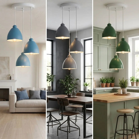 Modern 3 flammig Cluster Pendelleuchte | E27 Farbig Esstisch Hängelampe ~3675