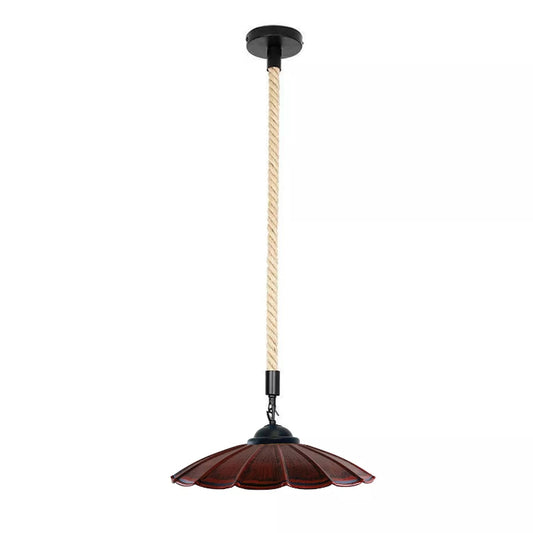 Rustikale Pendelleuchte mit Hanfseil und Ø 22 cm Schirm im Retro-Stil für Esszimmer und Flur