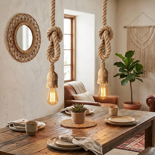 Knoten Hanfseil Pendelleuchte Einfaches Design | 1m & 2m ~2575