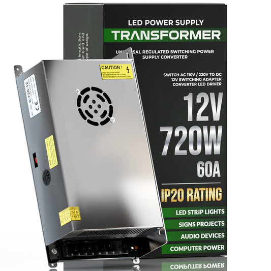 LED Transformer 720W 12V Strømforsyning IP20, Switching Power Supply ~1541