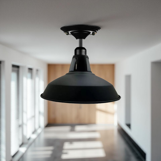 Retro Lampenschirm Ø 30 cm in Schwarz aus Metall