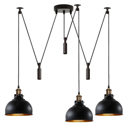 Lampada a sospensione industriale nera a 3 luci 240V ~ 3196