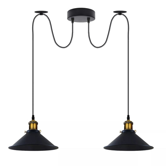 Ledsone Vintage Nero Lampada a sospensione a 2 vie da soffitto retrò E27 ~2231