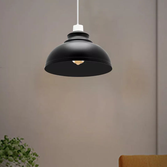 Paralume industriale nero – lampadario a sospensione in metallo con piastra di riduzione ~1387
