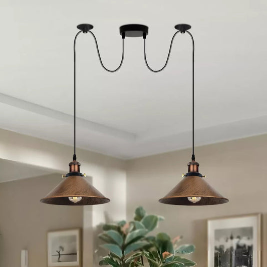 Lampada a sospensione retrò con braccio a due fili - E27 in ottone, cavo 2x100 cm ~2233