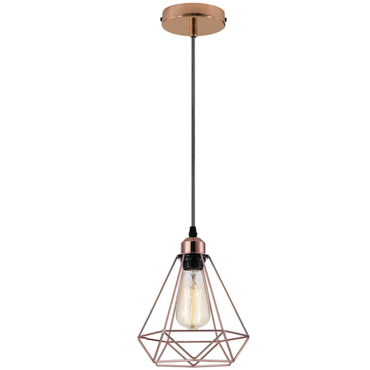 Industrielle Vintage Loft Rose Gold Diamantform Kronleuchter Deckenpendelleuchte Lampe