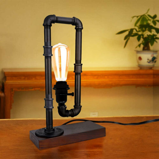 Industrieller rustikaler Retro-Stil Pfeifenleuchte Steampunk Schreibtisch Tisch Schlafzimmerlampe Licht ohne Schirm lidsone.com