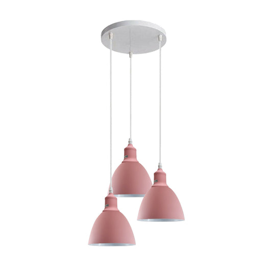 Retro spisestuelampe pendellampe 3 flammer 15 cm pink ~ 2503