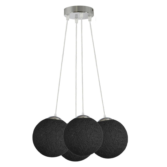 Rattan Wicker Woven Ball Globe Pendelleuchtenschirm 4 Outlet Schwarz