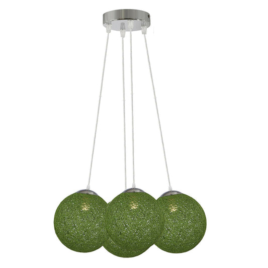 Rattan Wicker Woven Ball Globe Pendelleuchtenschirm 4 Outlet Grün