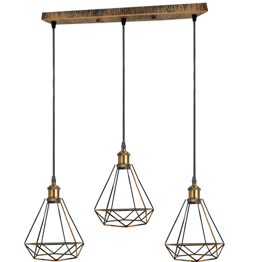 Pendelleuchte 3 Flammig Käfig Retro Esszimmerlampe