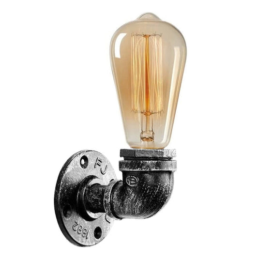 E27 Industrial Retro Style Light Steampunk Wandleuchte Wasserpfeifenlampe Silber gebürstet lidsone.com