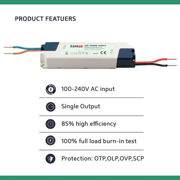 7 W 0,58 A Kompakter Sanpu LED-Treiber AC 230 V auf DC 12v netzteil​