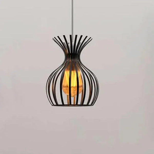 Geometrischer schwarzer Metall Draht Käfig Lampenschirm ~3439