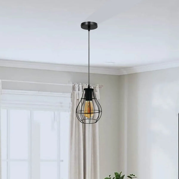 Industrielle schwarze Draht Pendelleuchte Metall~3453