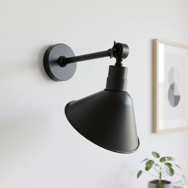 Industrielle Wandleuchte, Schwarz und Gold, Verstellbar-Wandstrahler-E27~3783