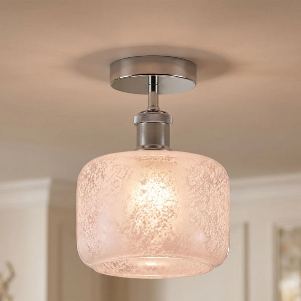 Vintage halbbündige Deckenleuchte E27 Milchglas Innenlampe~4063