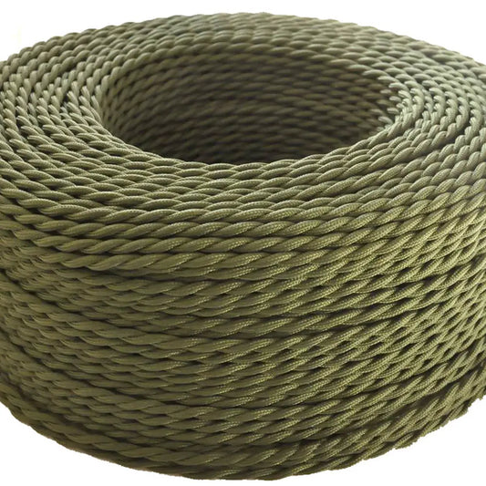 3-adriges Textilkabel Army Green gedreht