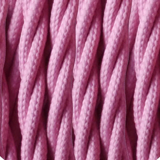 Vintage 3-adriges, gedrehtes Stoffkabel Babyrosa,0,75mm~1205
