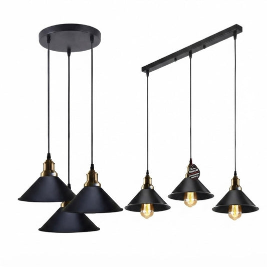 3-flammige Pendelleuchte schwarz gold