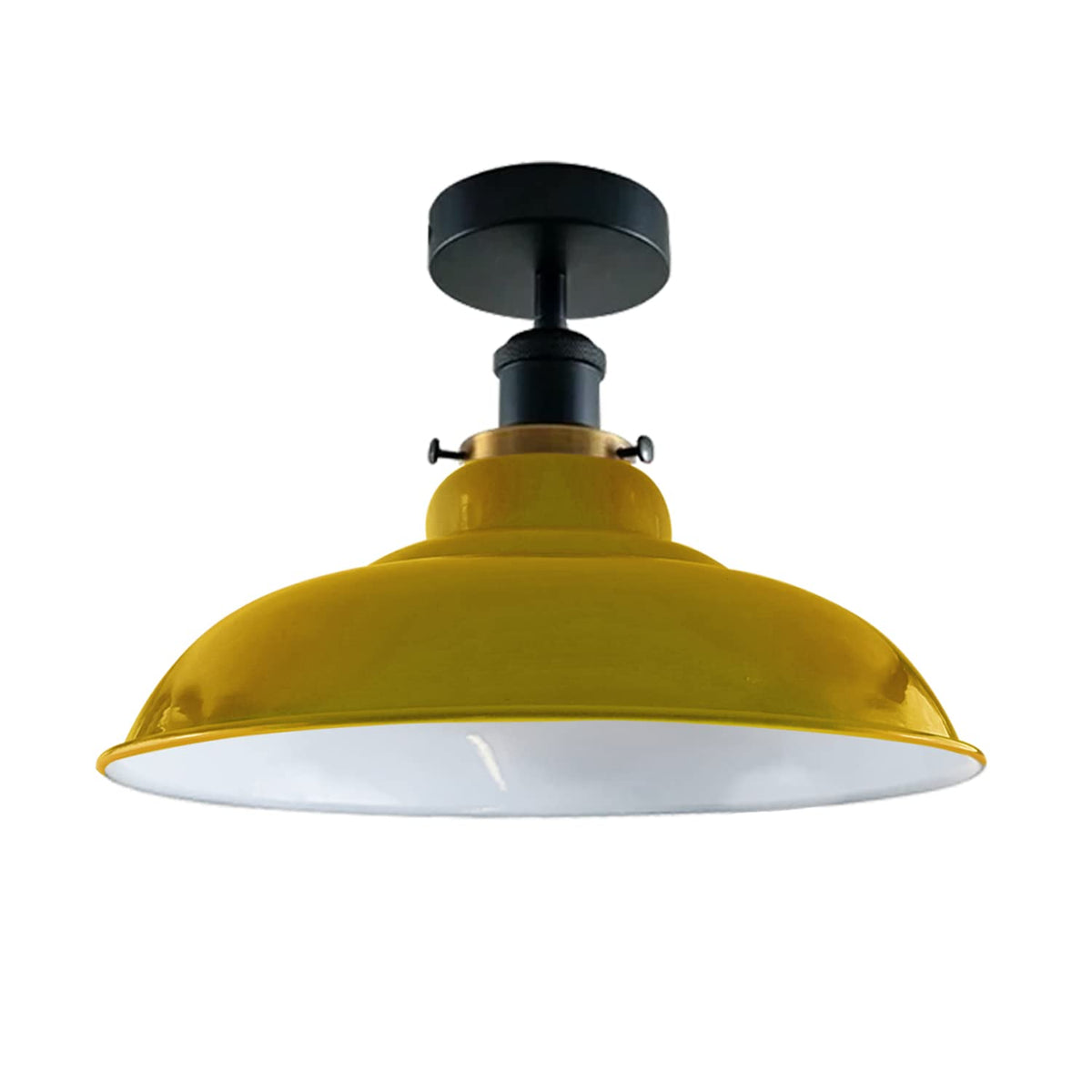 Industrial Vintage Semi Unterputz Deckenbeleuchtung Deckenlampe Metall Schüssel Form Downlight Grün Lampenschirm Wohnzimmer Innen Dekoration E27 Sockel