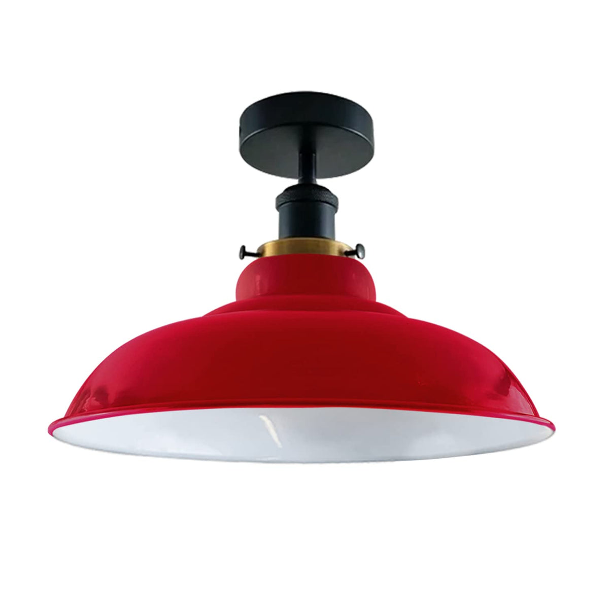 Industrial Vintage Semi Unterputz Deckenbeleuchtung Deckenlampe Metall Schüssel Form Downlight Grün Lampenschirm Wohnzimmer Innen Dekoration E27 Sockel