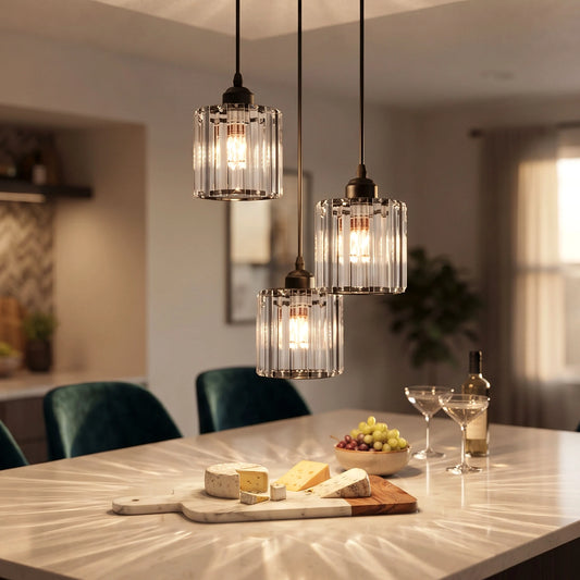Pendellampe Krystal Stue 3 Flammer E27 Spisebord Loftslampe ~3520