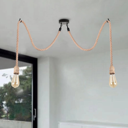 Industrielle LED Pendelleuchte mit verstellbarem Hanfseil ~3498