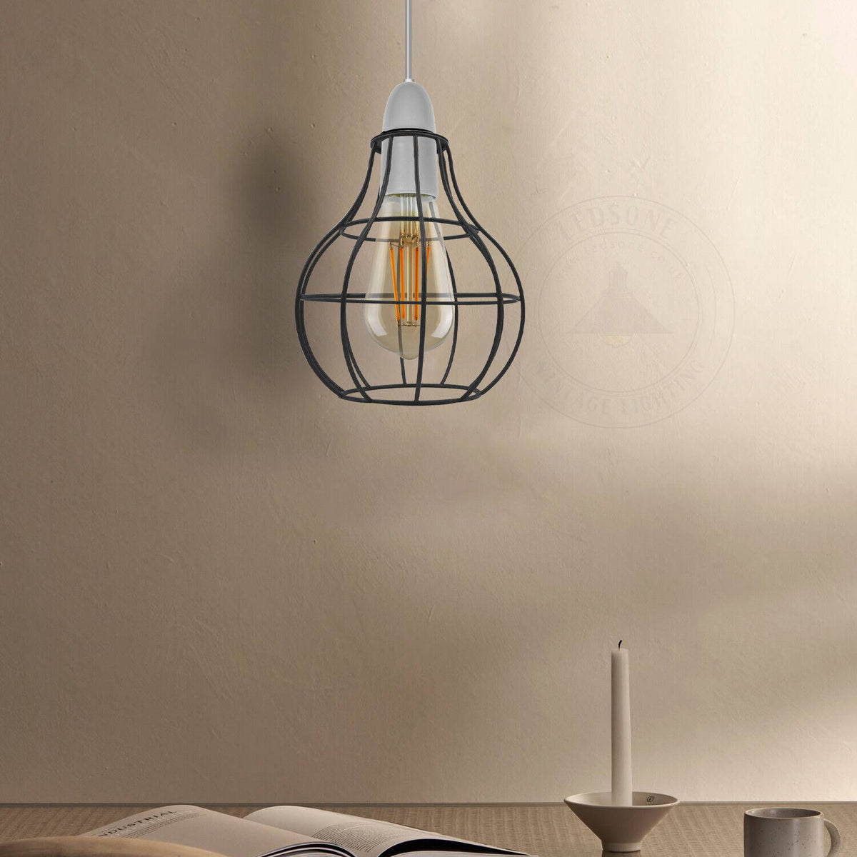 Vintage-Lampenschirm in Ballonform, industrieller Lampenschirm aus Metall