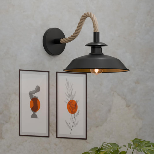 wandleuchte hanfseil mit