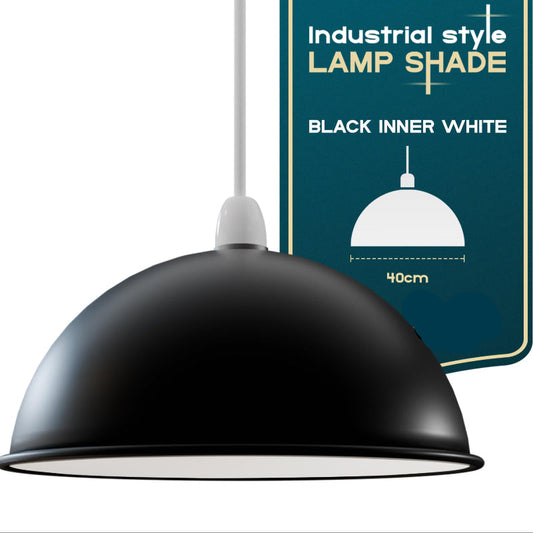 Paralume industriale moderno 40 cm Nero-Bianco ~3272