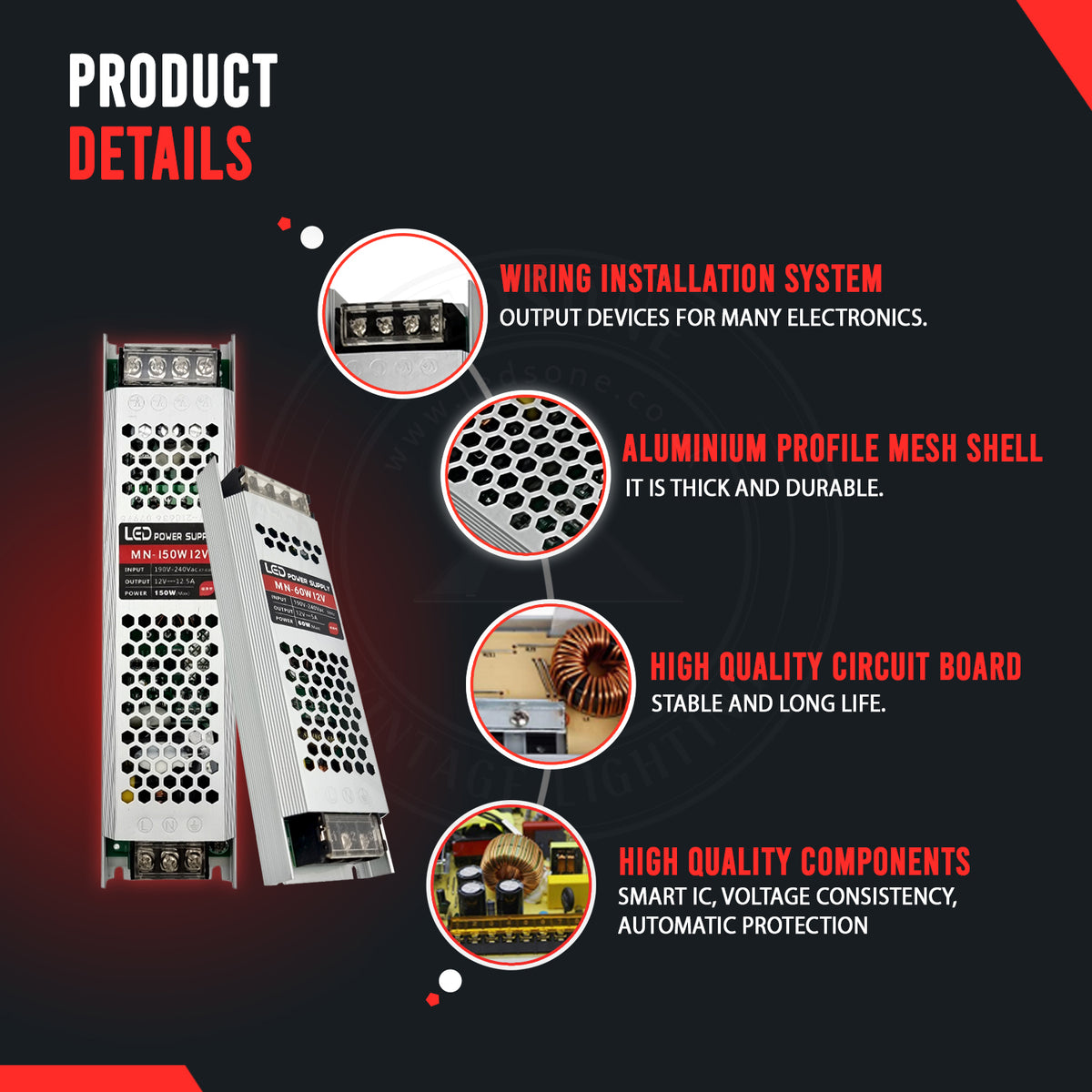 DC12V 200W Ultra Slim LED Driver Power Supply Transformer 240V for LED Strip product details