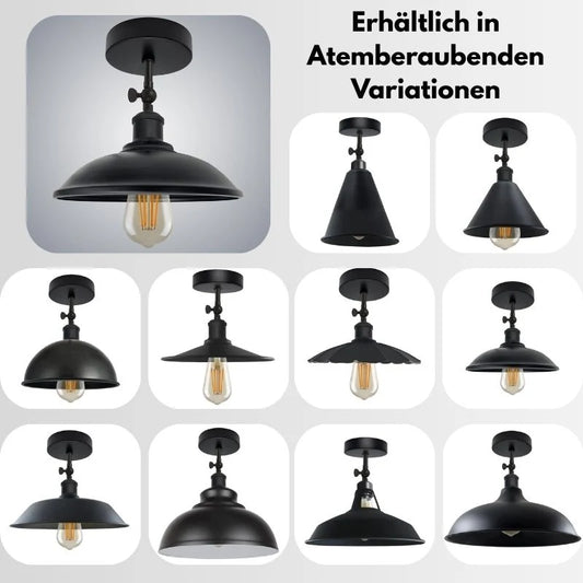 Schwarze Vintage Deckenleuchte mit E27-Fassung~3569