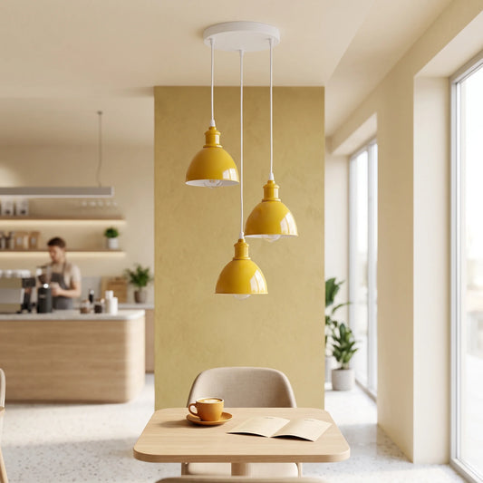 Pendelleuchte Esstisch Küchenlampen Hängeleuchte 3-Flammig, 15 cm, Gelb~2506