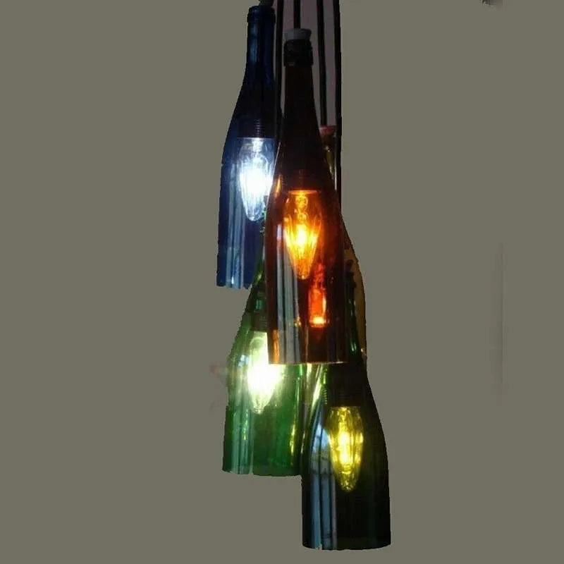 Blaue Glas-Pendelleuchte im Industrie-Stil