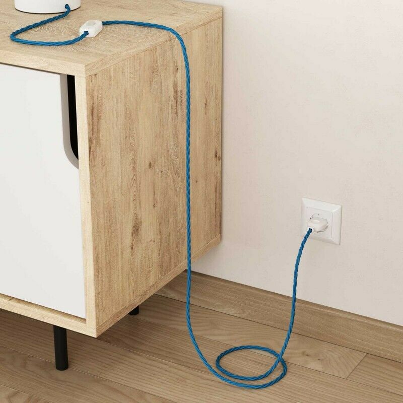 Blaues Stoffkabel 2 adrig 0,75mm² für Leuchten