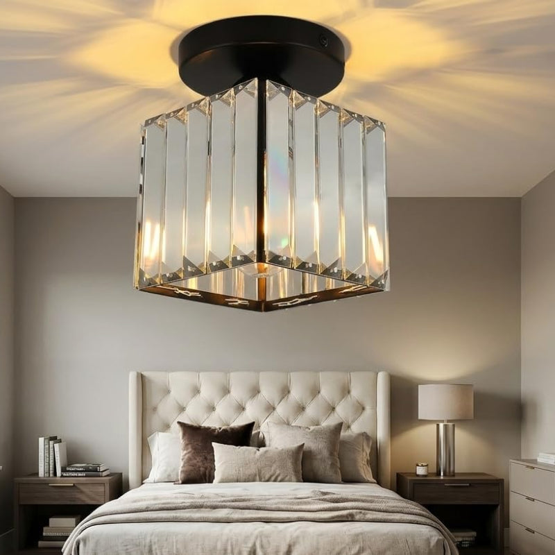 Deckenlampe Glaswürfel Gold Wohnzimmer