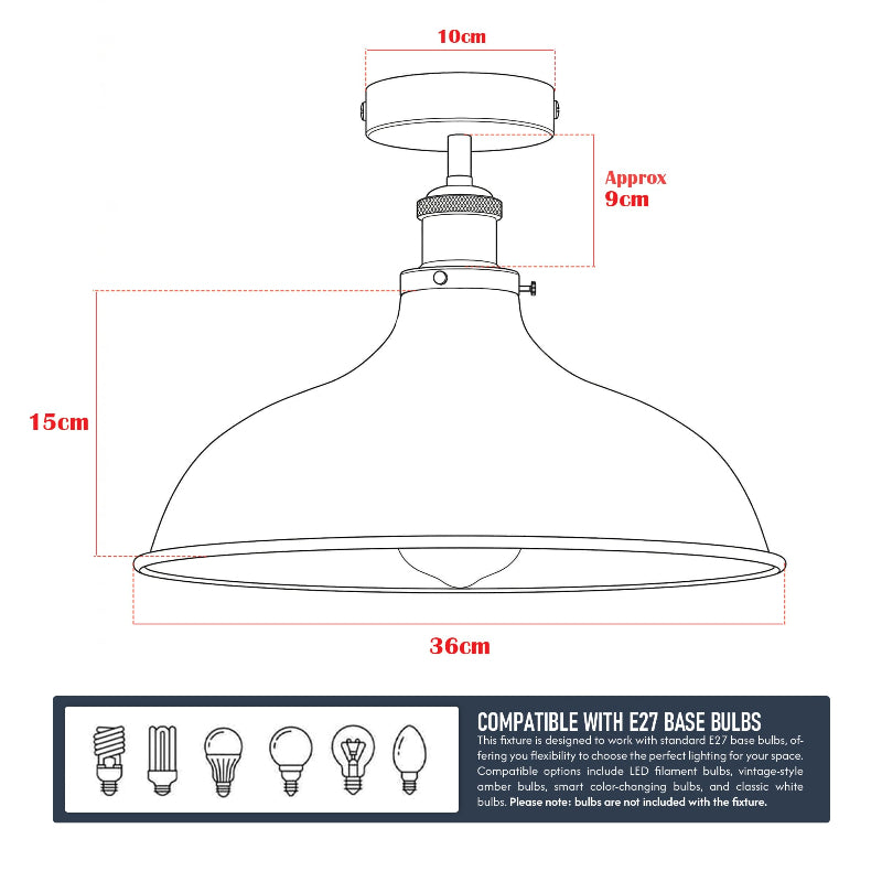 Deckenlampe Schwarz 36cm Durchmesser