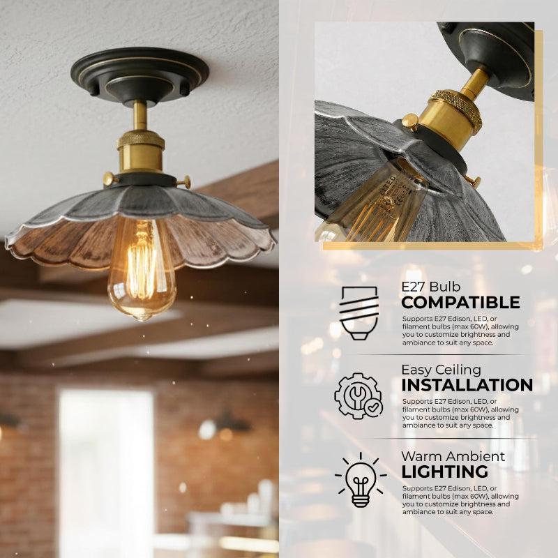 Deckenlampe mit 22cm Schirm und 14cm Deckenhalterung