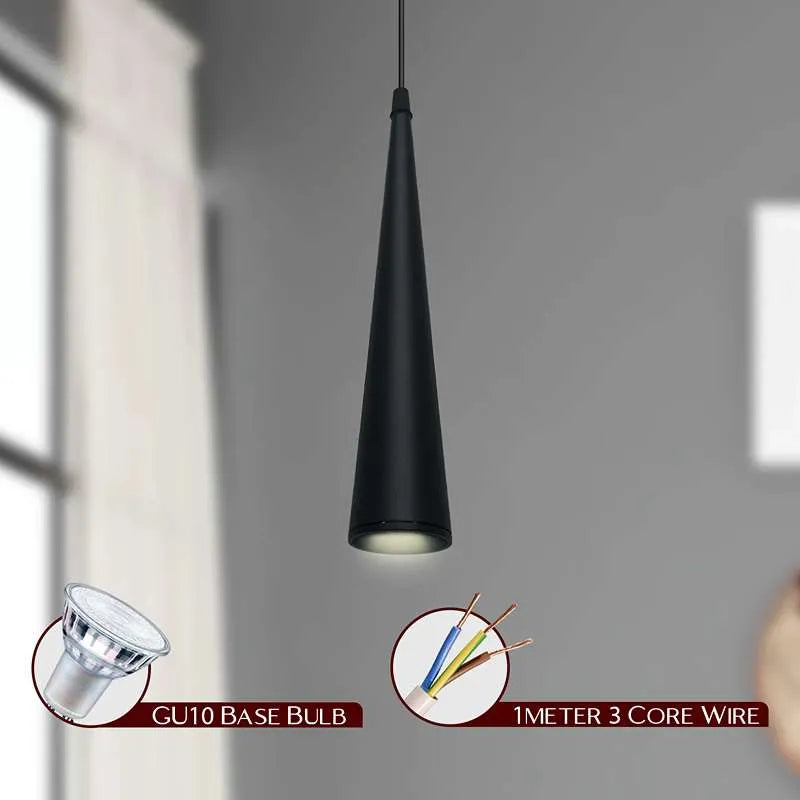 schwarze konische LED Hänge Pendelleuchte Esszimmer