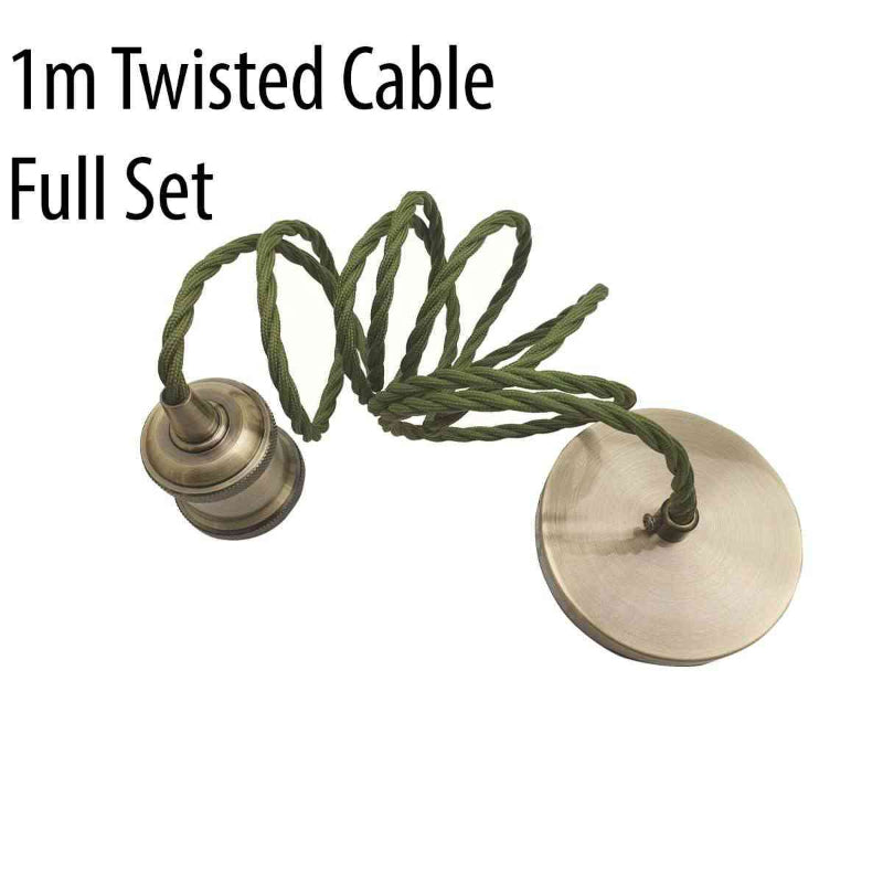 E27 Pendant Kit Green Brass
