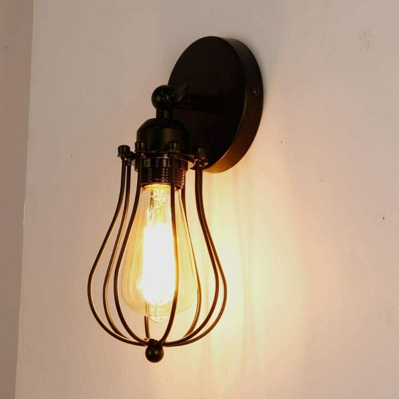 E27 Retro Wandlampe mit Drahtkäfig