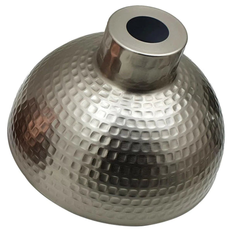 Hängelampe Schirm gehämmert Silber Chrom
